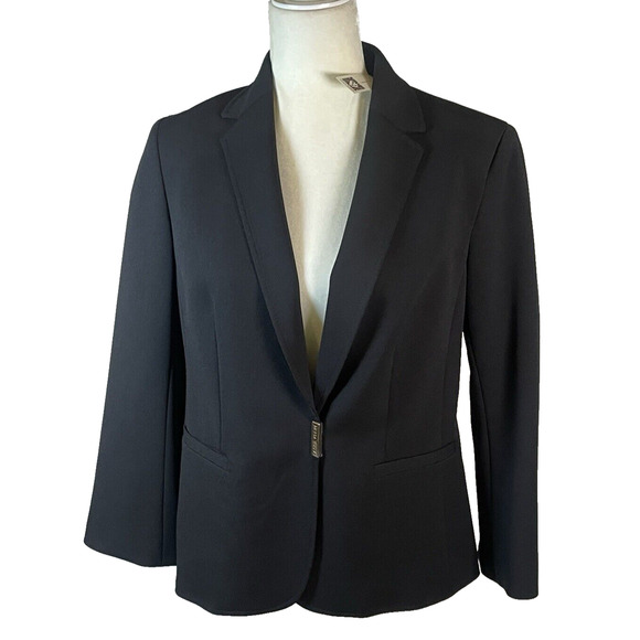Anne Klein SMALL Blazer One-Snap Jacket Black Gold Buttons Lined 10702140-169 - Picture 1 of 11